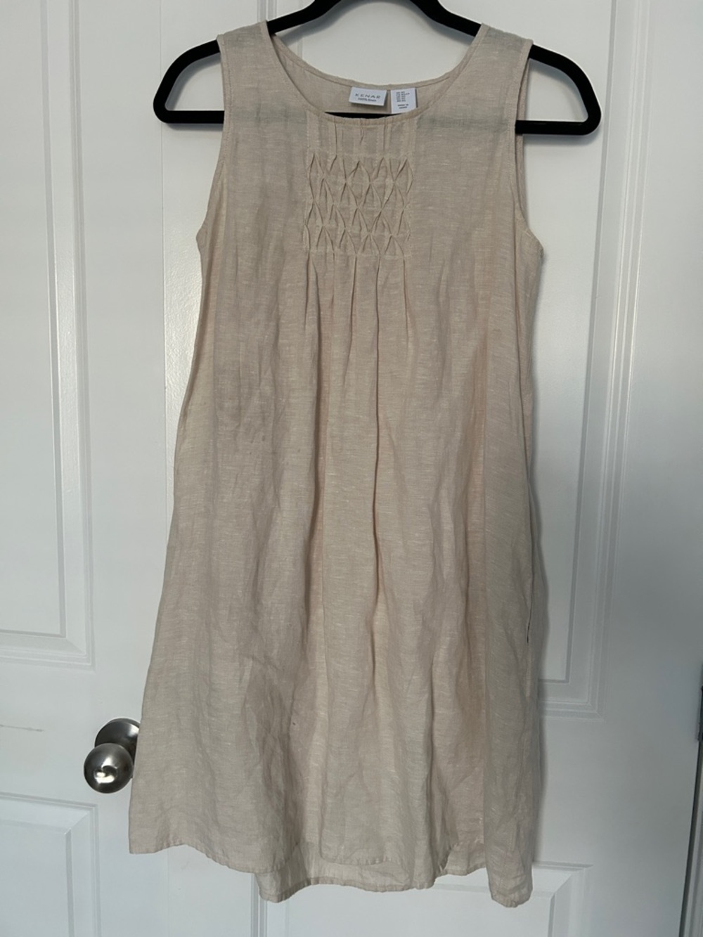100% Linen Lagenlook beige sleeveless dress